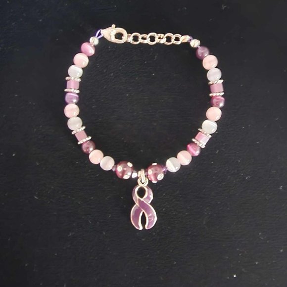 Purple/Violet Awareness Ribbon Bracelet #17 - Picture 4 of 4